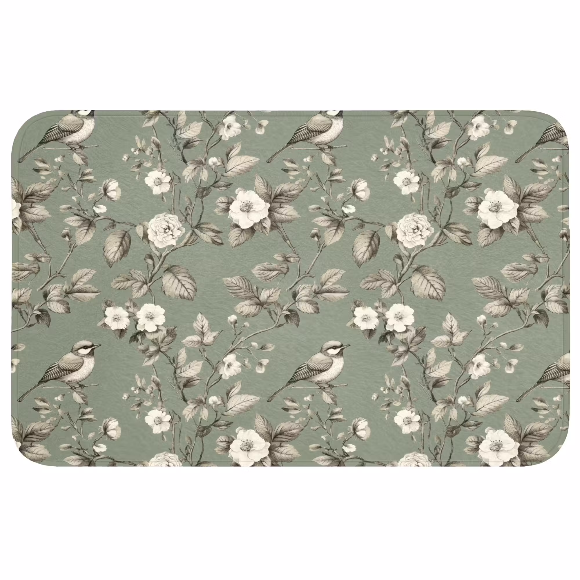 Badmat - Botanisch - Vogels - Groen
