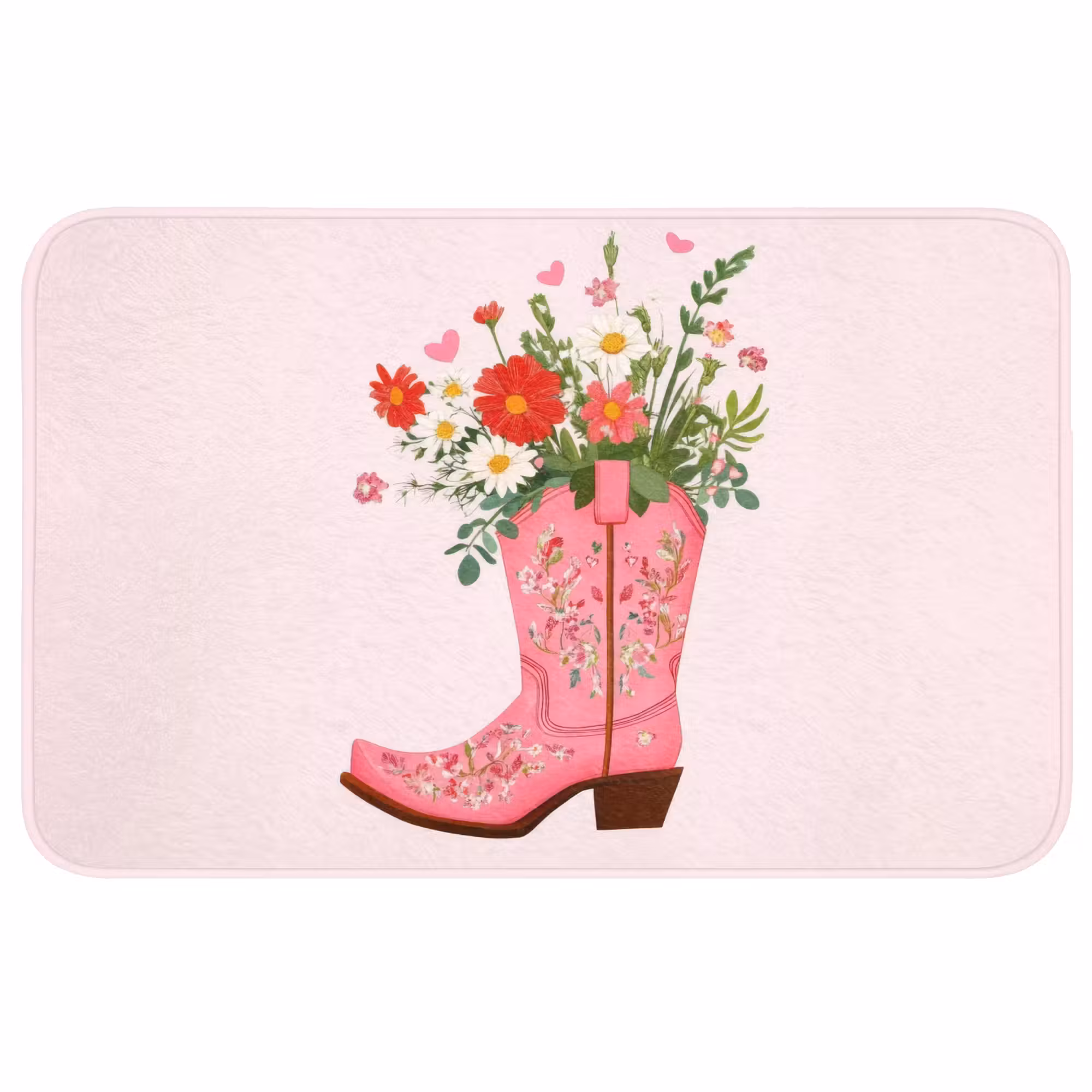 Badmat - Cowboylaarzen - Roze - Boeket - Bloemen