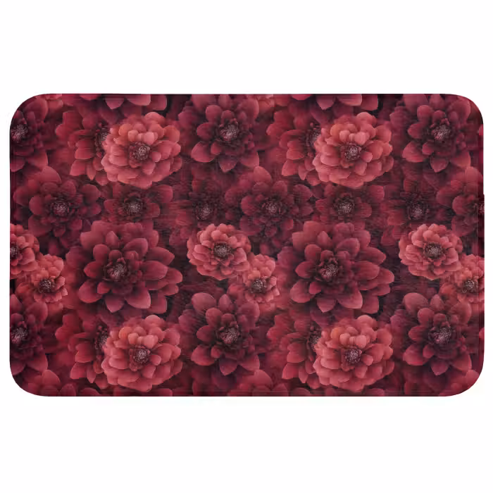 Badmat - Dahlias - Bloemen - Rood