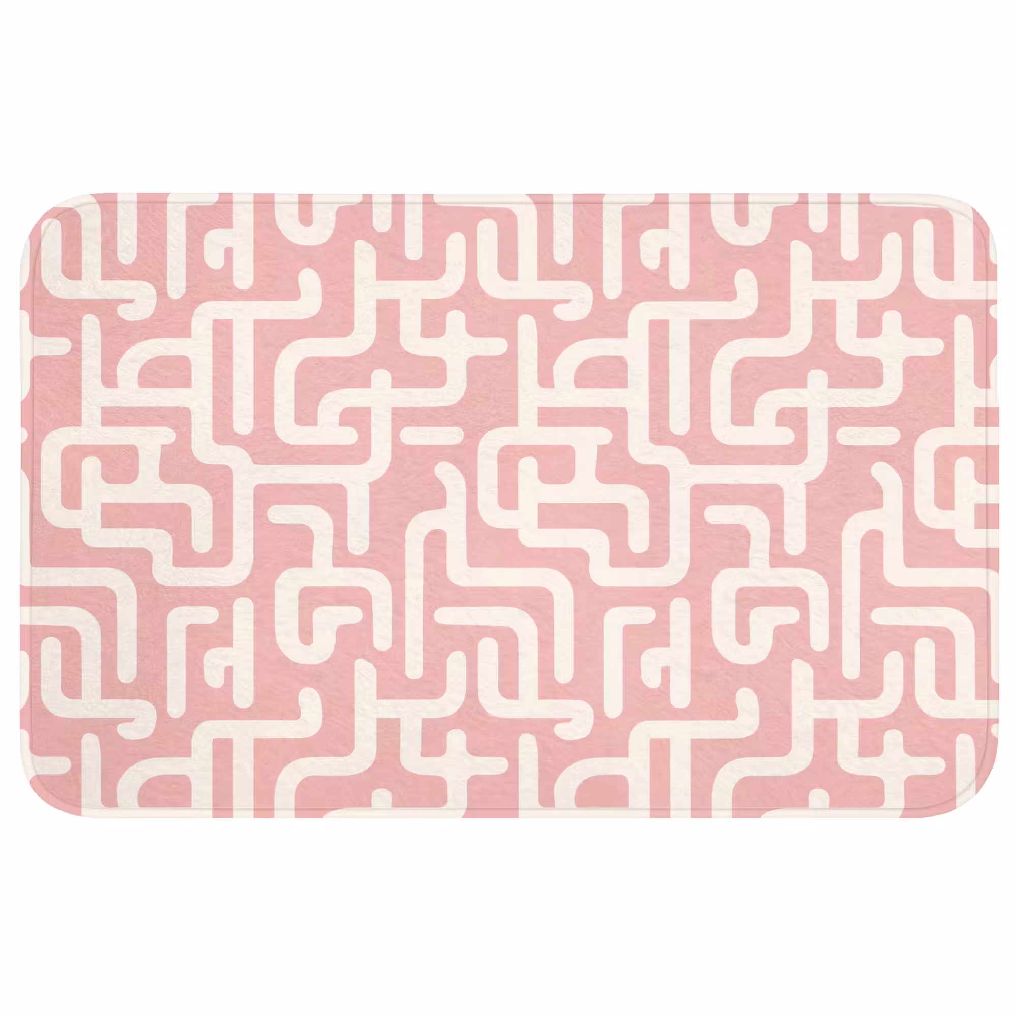 Badmat - Doolhofpatroon - Roze - Wit - Abstract