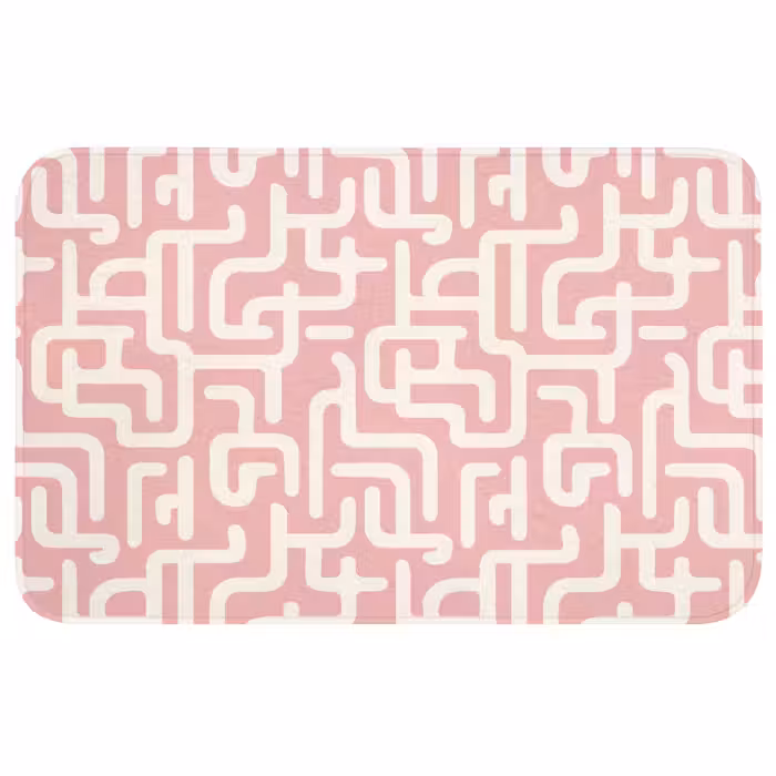 Badmat - Doolhofpatroon - Roze - Wit - Abstract