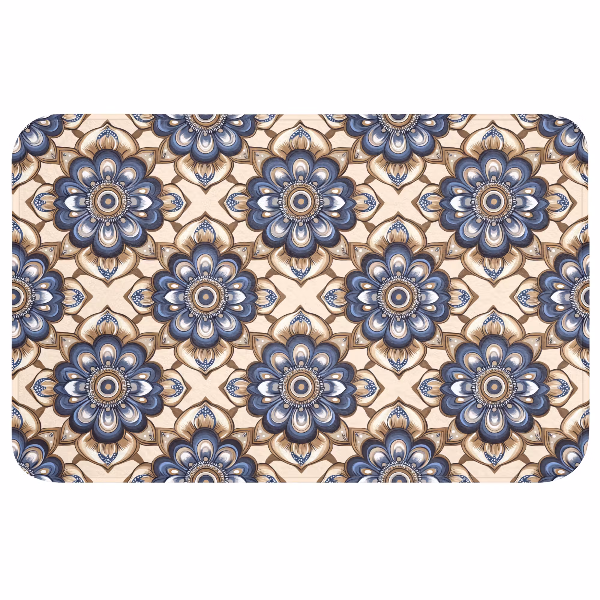 Badmat - Floraal - Ornament - Blauw