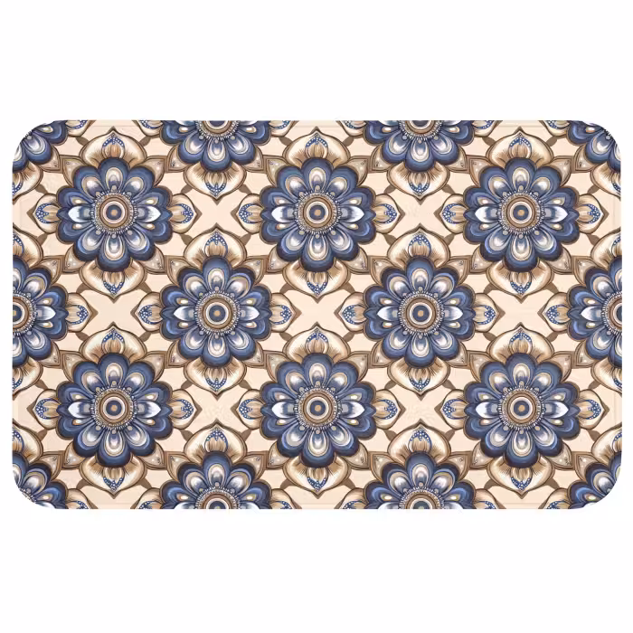 Badmat - Floraal - Ornament - Blauw
