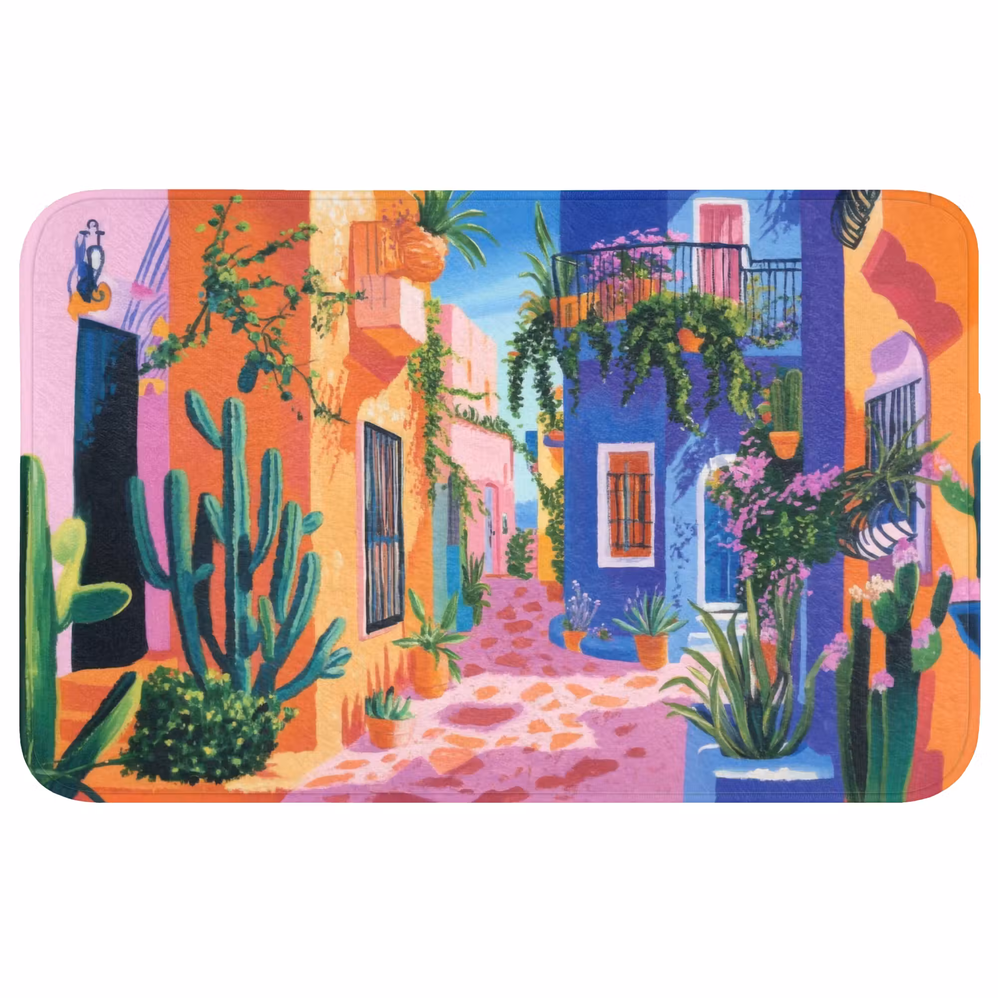Badmat - Geel - Blauw - Oranje - Huis