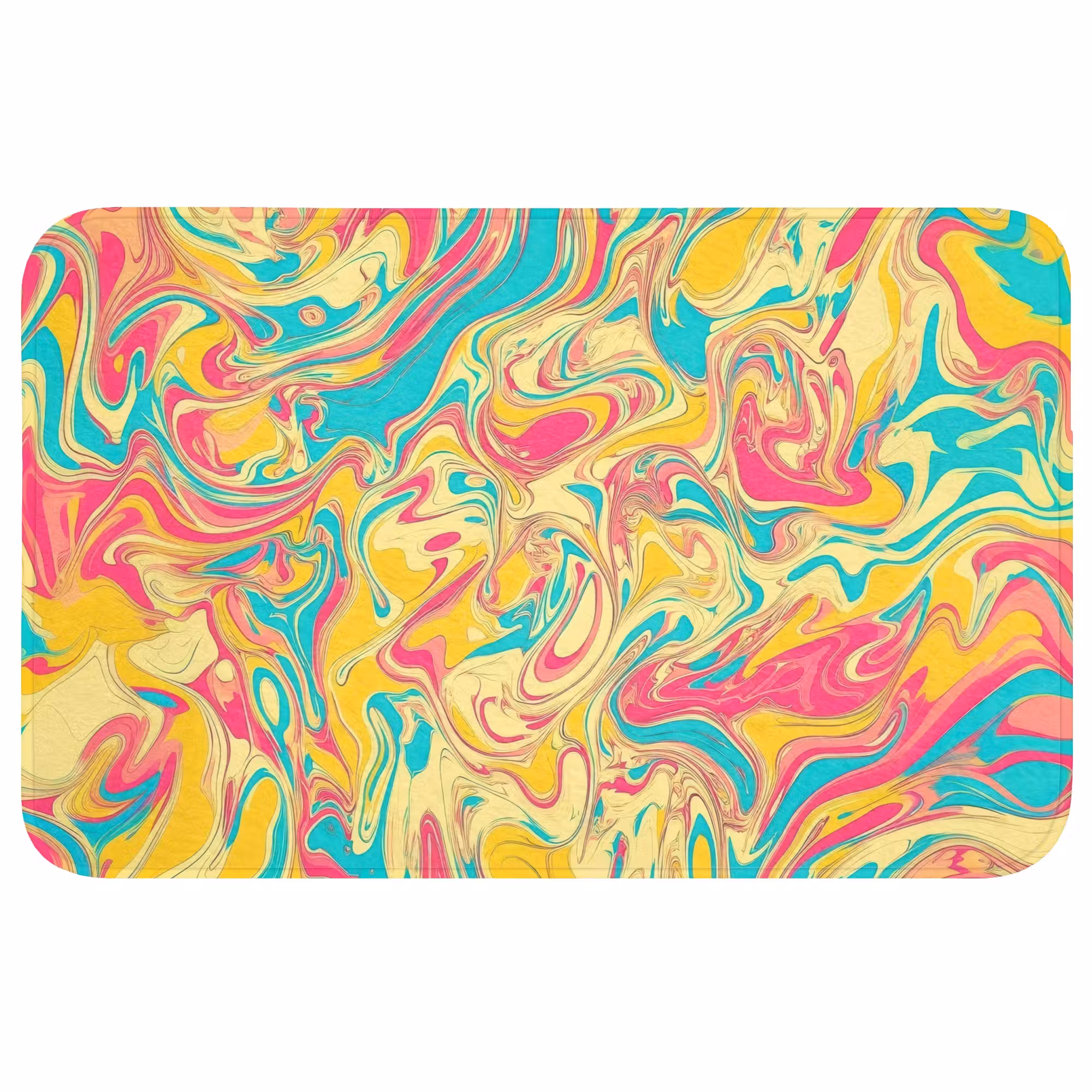 Badmat - Geel - Roze - Blauw - Retro