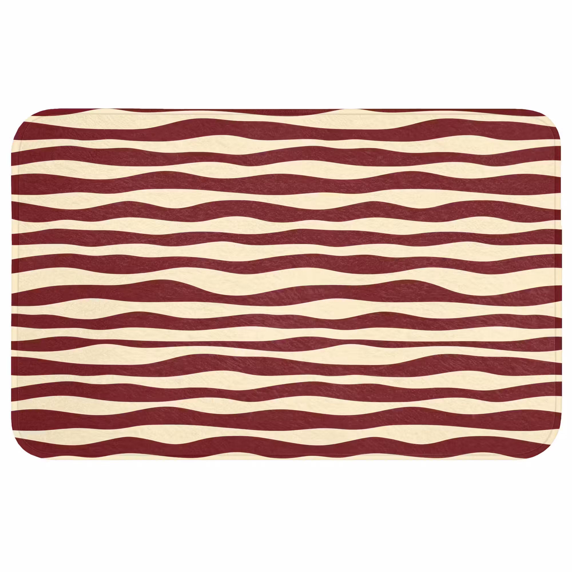 Badmat - Golven - Rood - Patroon - Crème