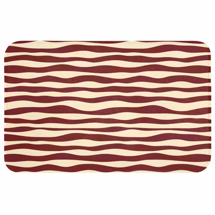 Badmat - Golven - Rood - Patroon - Crème