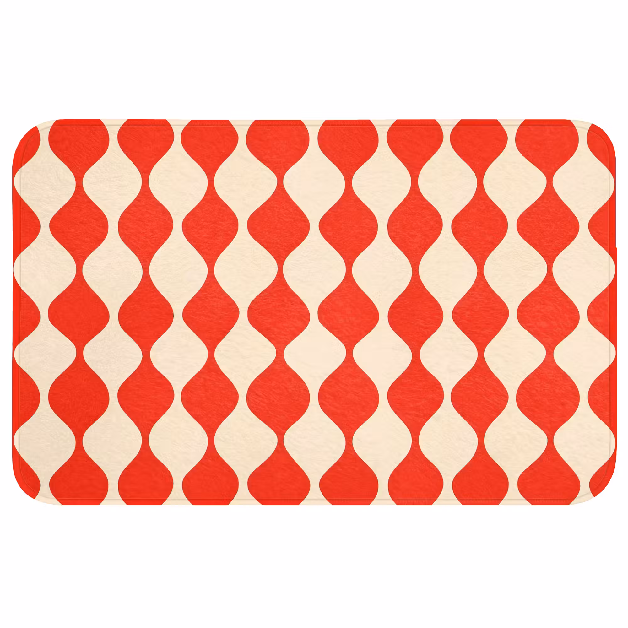 Badmat - Golvend patroon - Retro - Rood - Beige