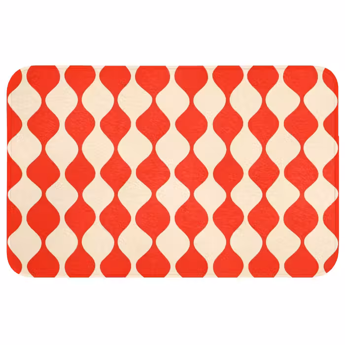 Badmat - Golvend patroon - Retro - Rood - Beige