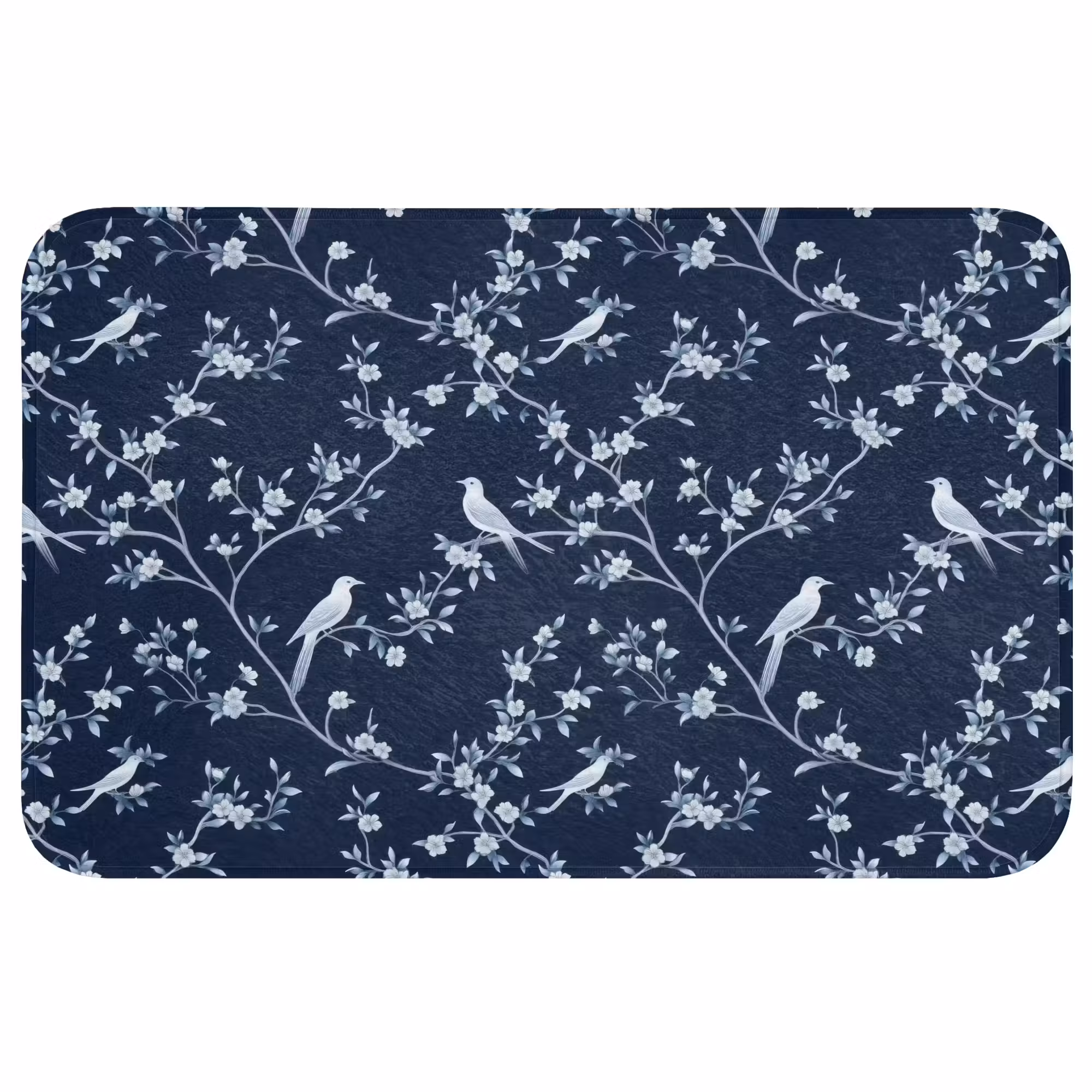 Badmat - Grafisch - Bloesemtak - Blauw