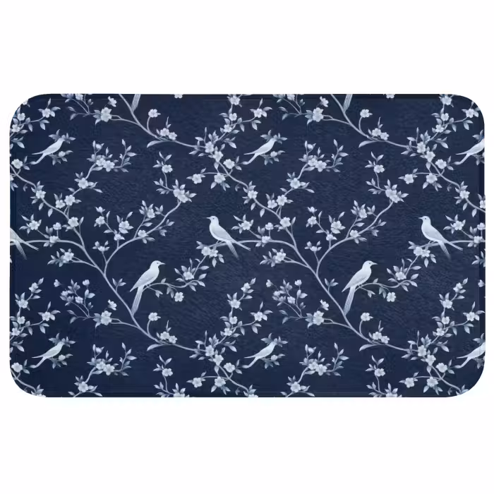 Badmat - Grafisch - Bloesemtak - Blauw