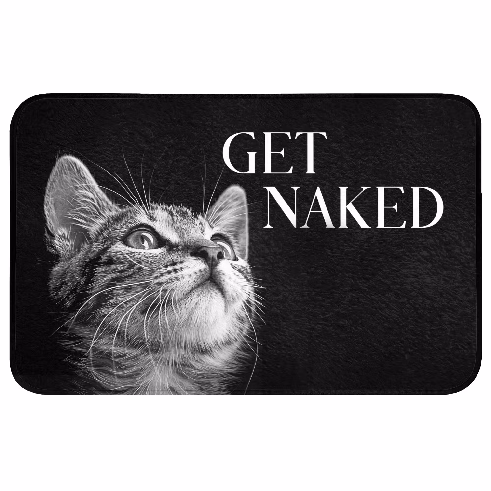 Badmat - Kat - Dieren - quote - Get naked - Zwart