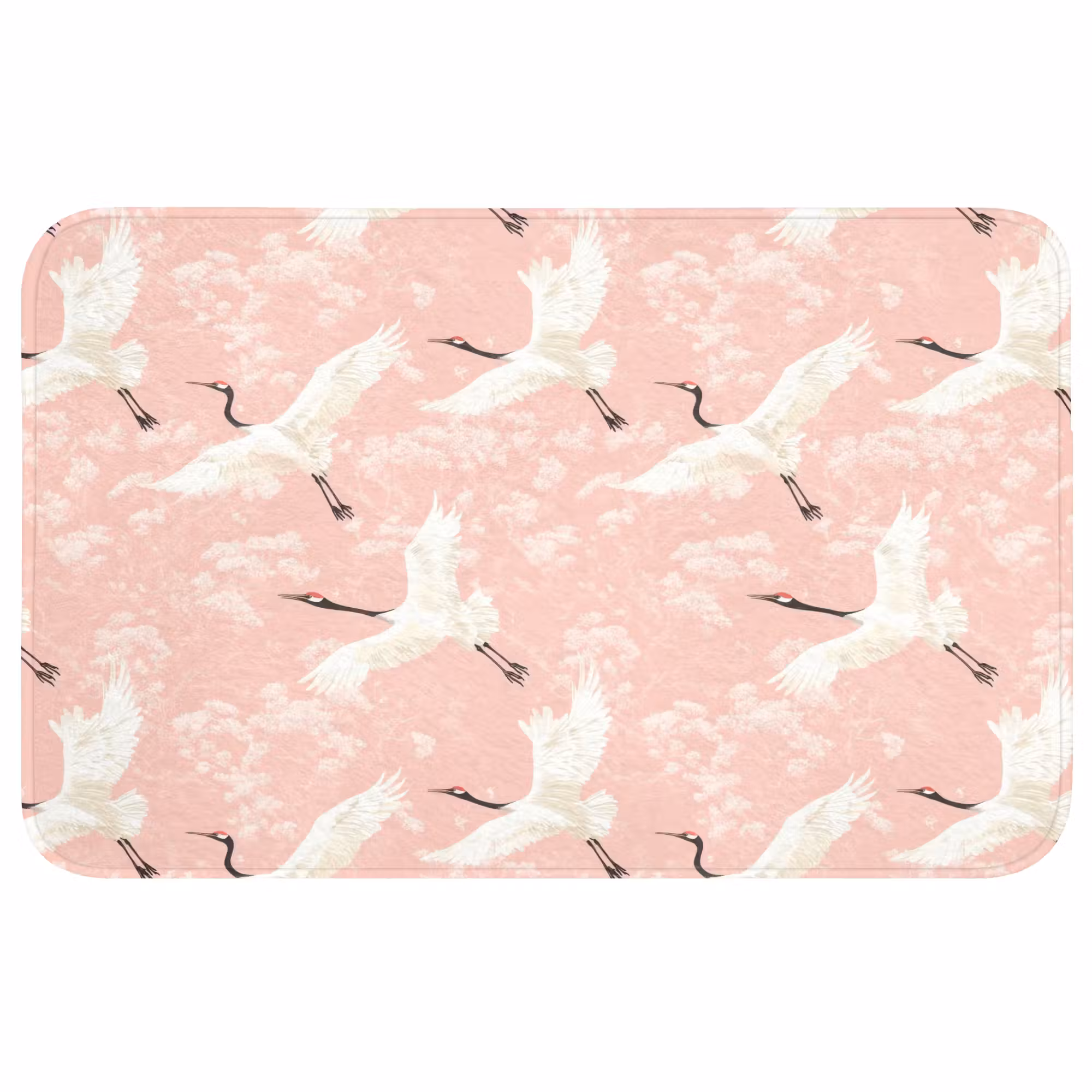 Badmat - Kraanvogels - Bloesem - Roze