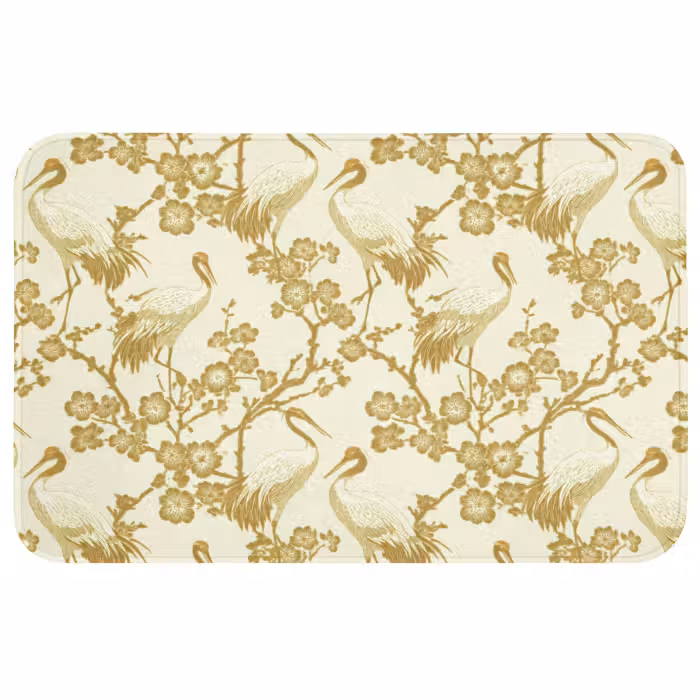 Badmat - Kraanvogels - Kersenbloesem - Goud