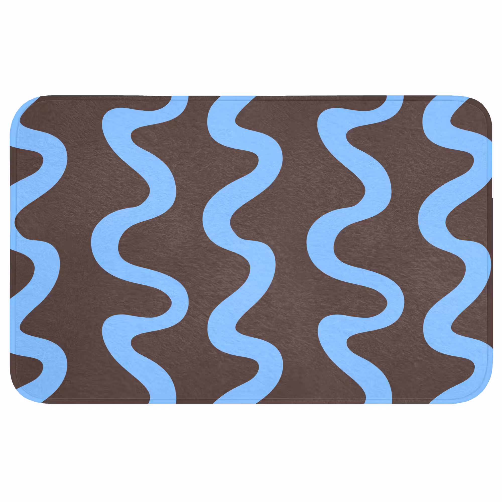 Badmat - Kronkelende lijnen - Blauw - Bruin - Minimalistisch