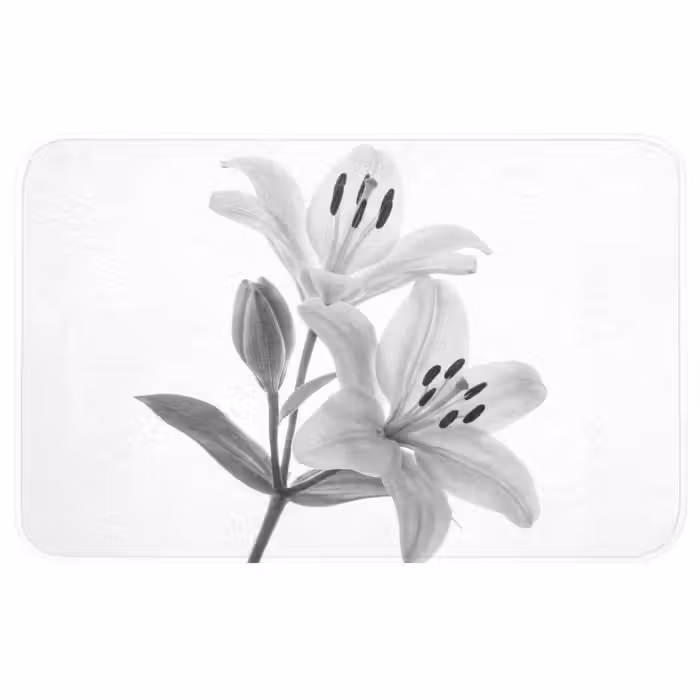 Badmat - Lelies - Elegant - Zwart - Wit