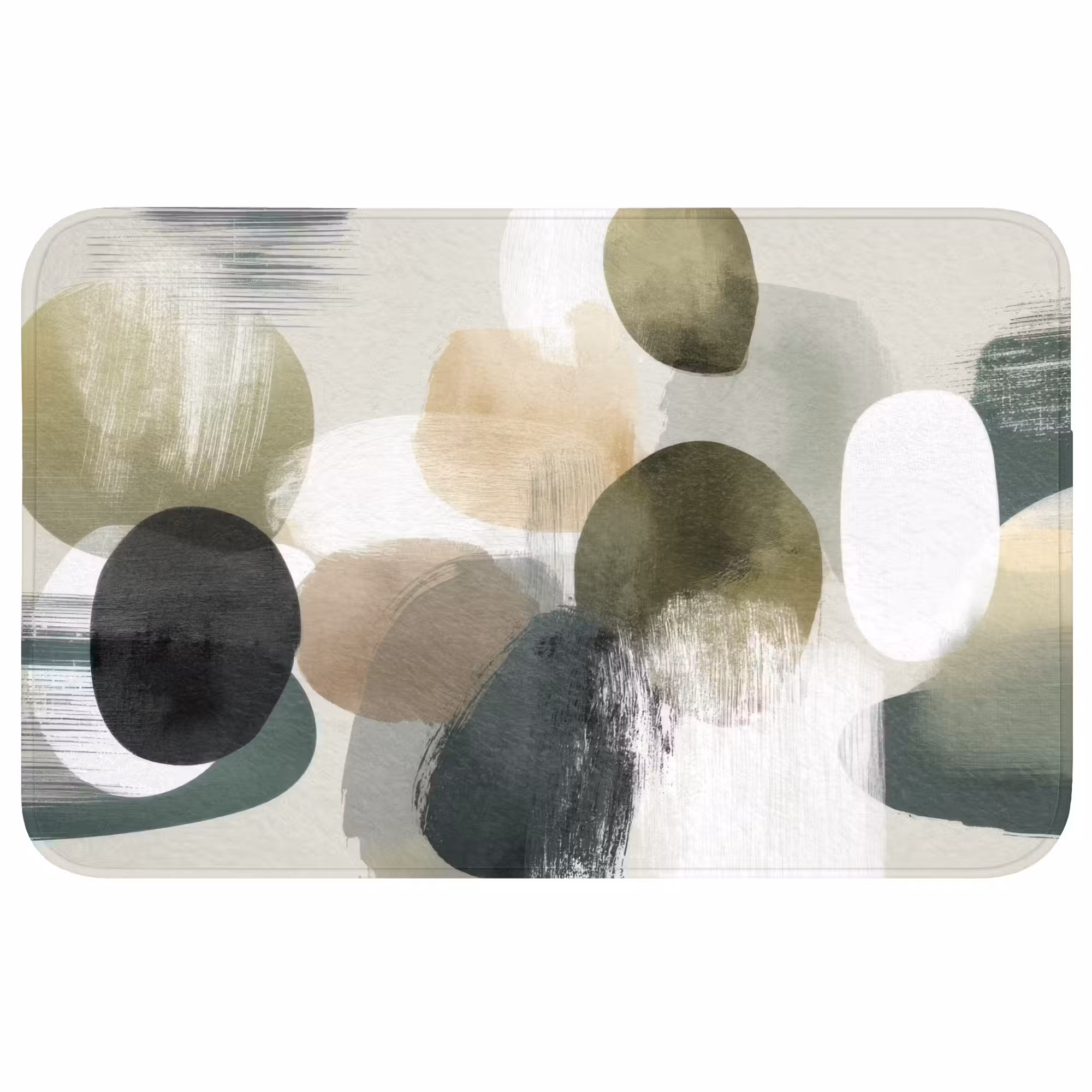 Badmat - Minimalistisch - Cirkels - Penseelstreken - Beige