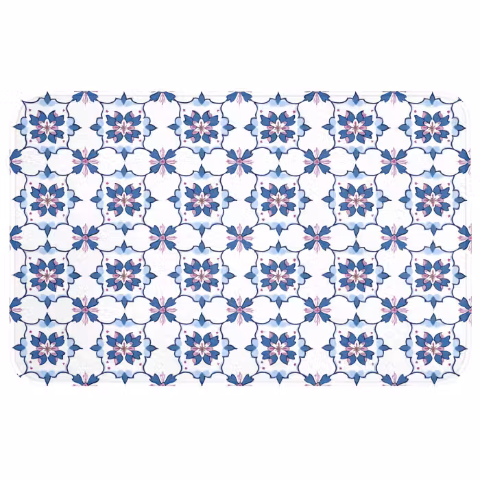 Badmat - Modern - Patroon - Blauw - Roze