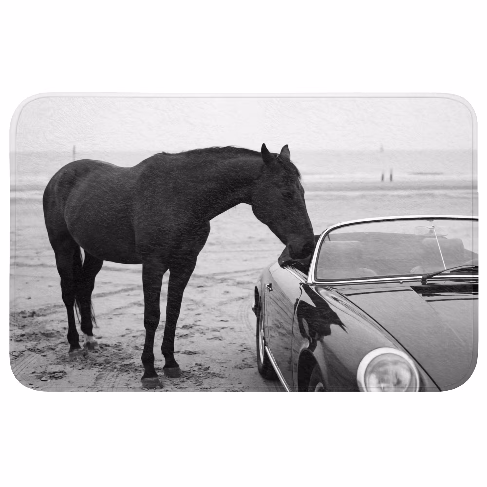 Badmat - Paard - Auto - Zwart - Wit