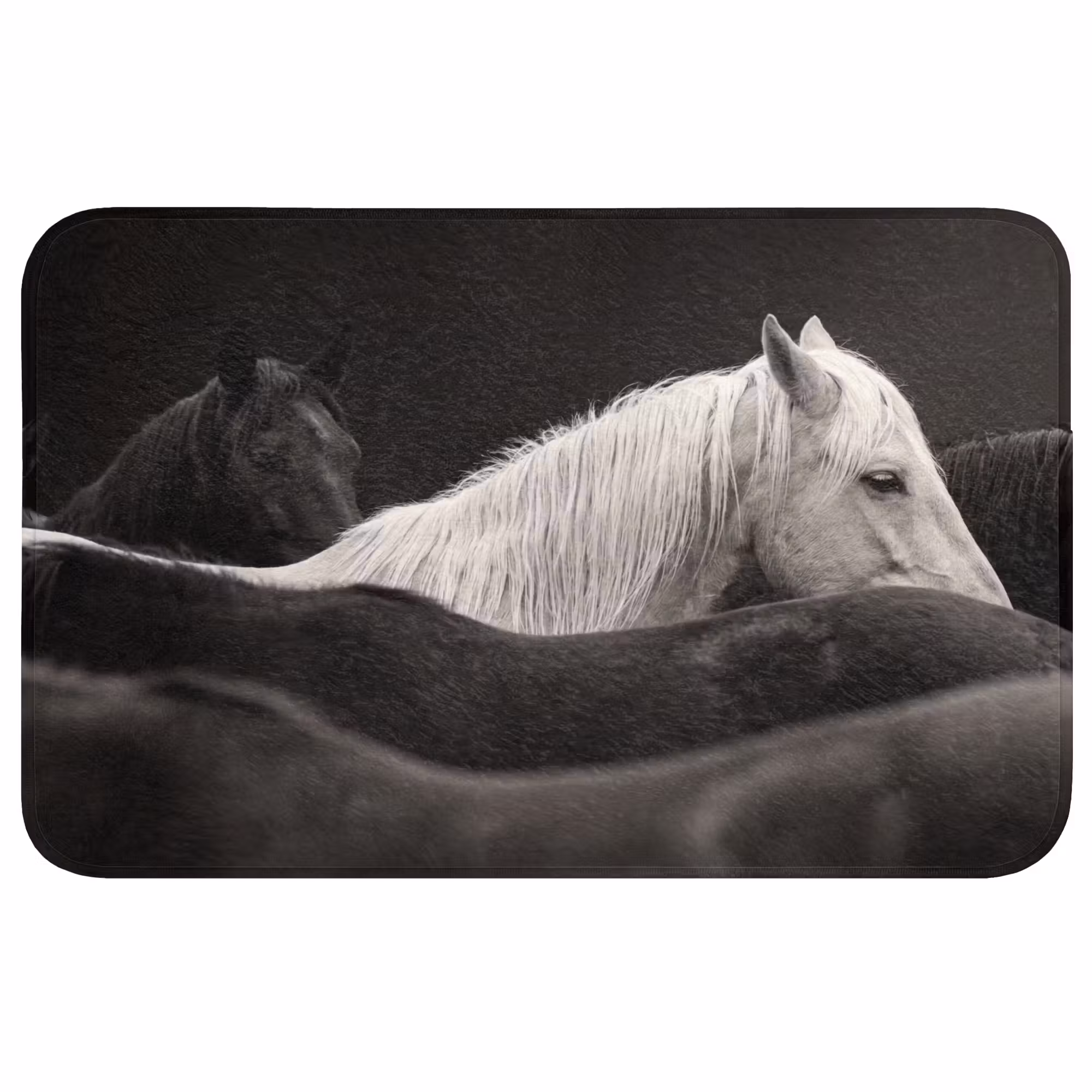 Badmat - Paarden - Zwart - Wit - Kudde