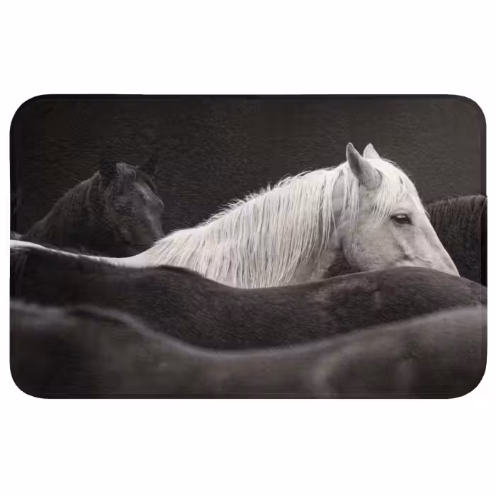 Badmat - Paarden - Zwart - Wit - Kudde