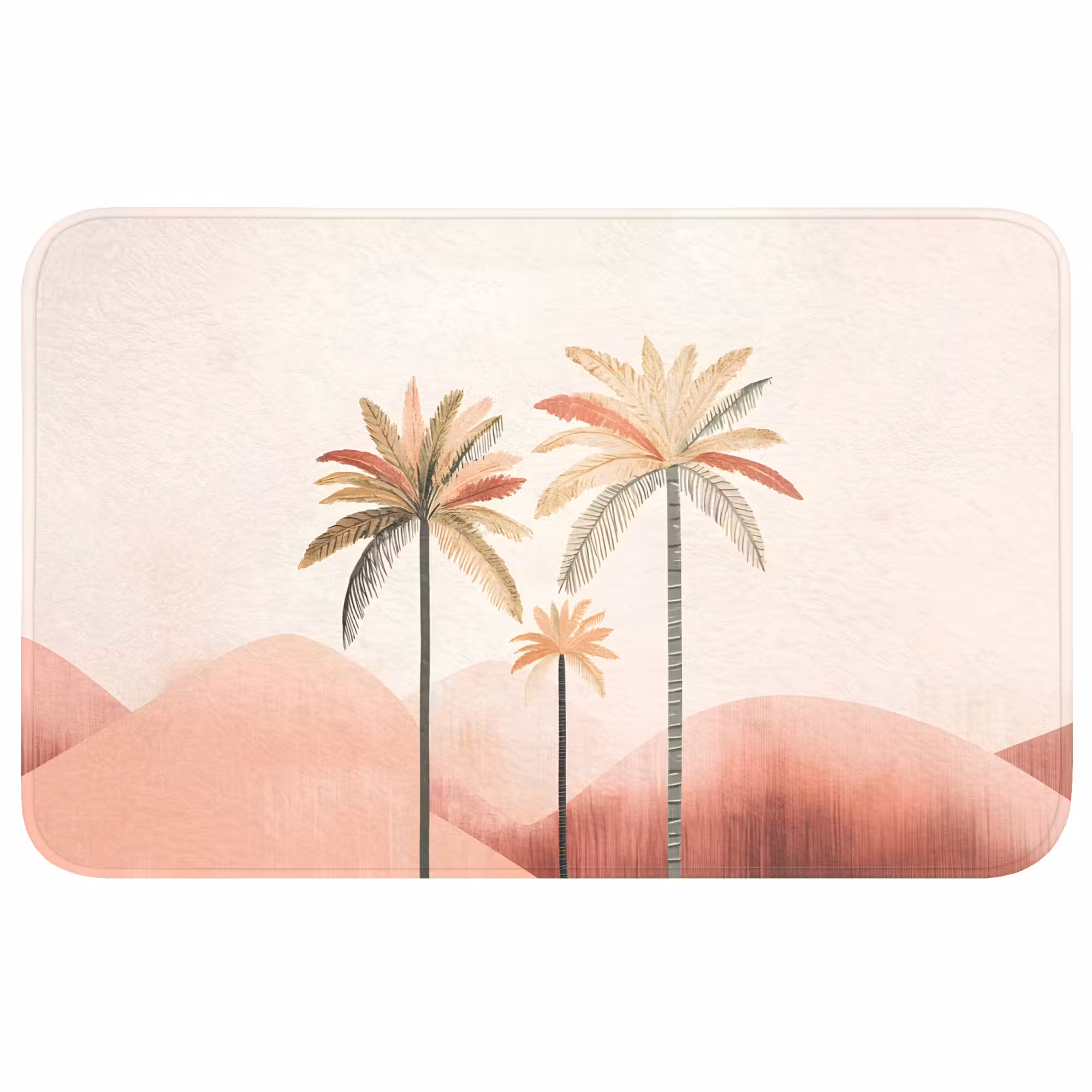Badmat - Palmbomen - Heuvels - Minimalistisch - Zachtroze