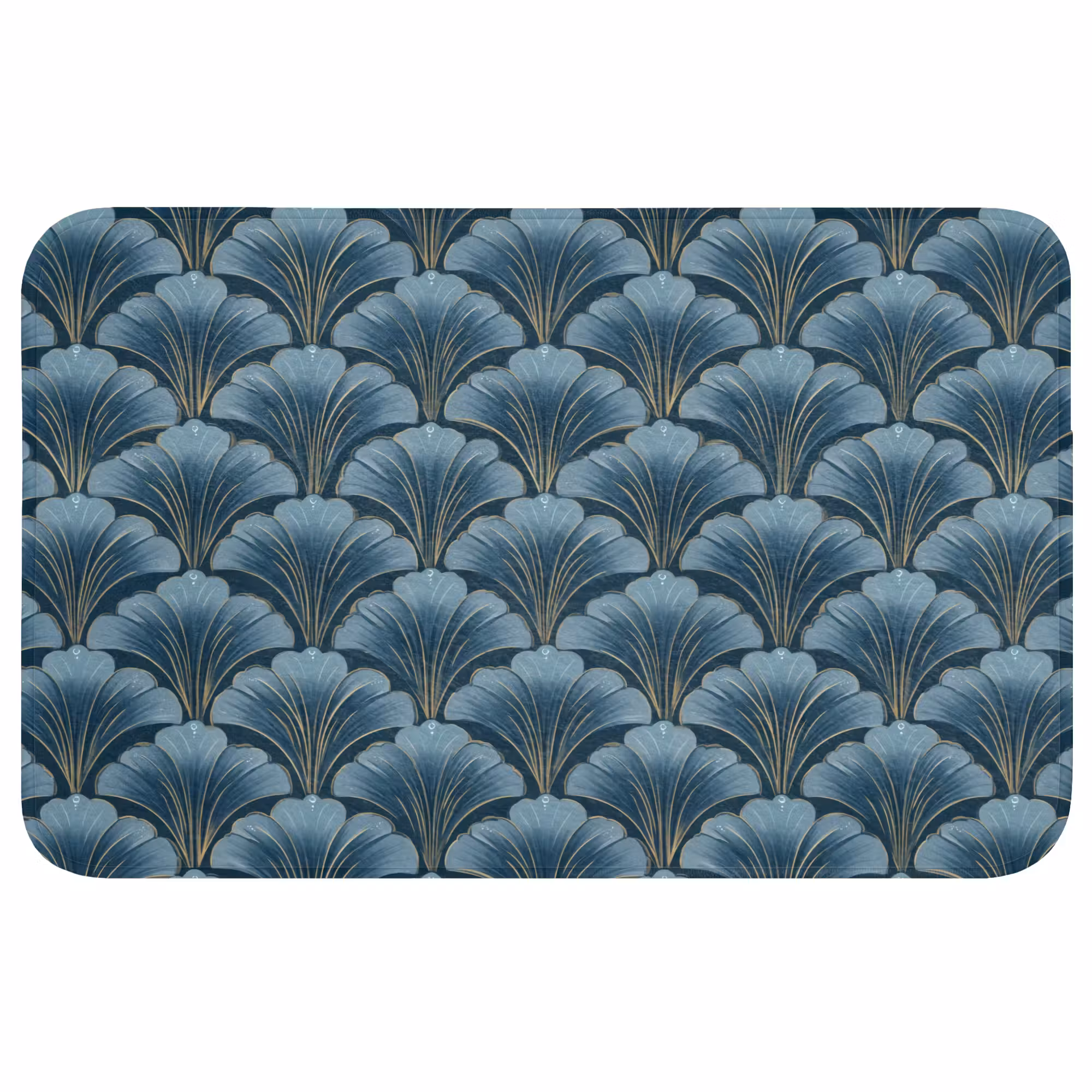 Badmat - Patroon - Ginkgoblad - Blauw