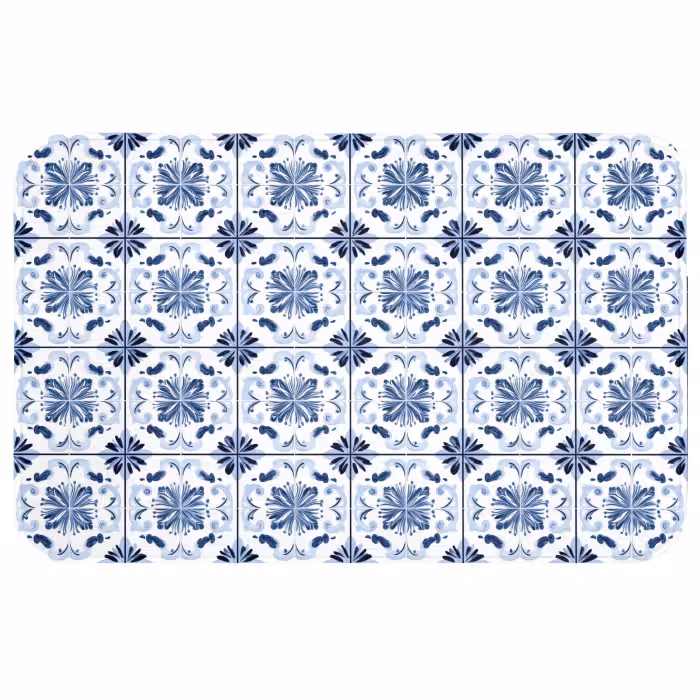 Badmat - Patroon - Tegel - Blauw