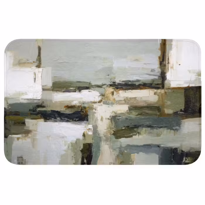 Badmat - Penseelstreken - Groen - Abstract - Japandi