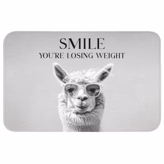 Badmat - Quotes - Lama - Smile - Spreuken - Grijs