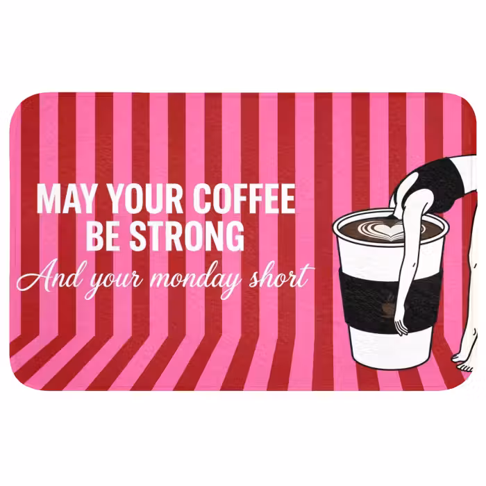 Badmat - Roze - Strepen - Koffie - Maandag
