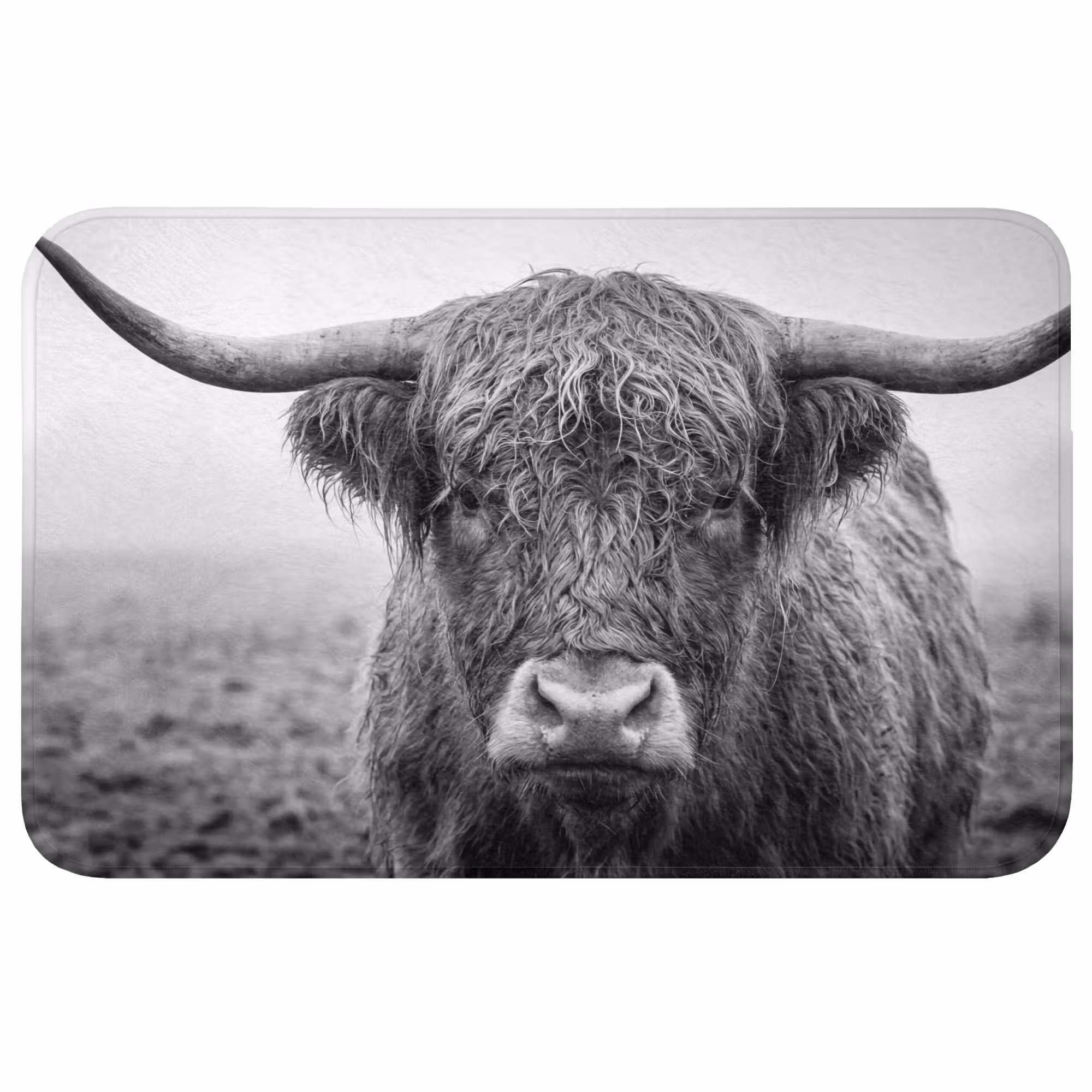 Badmat - Schotse hooglander - Zwart - Wit - Gras