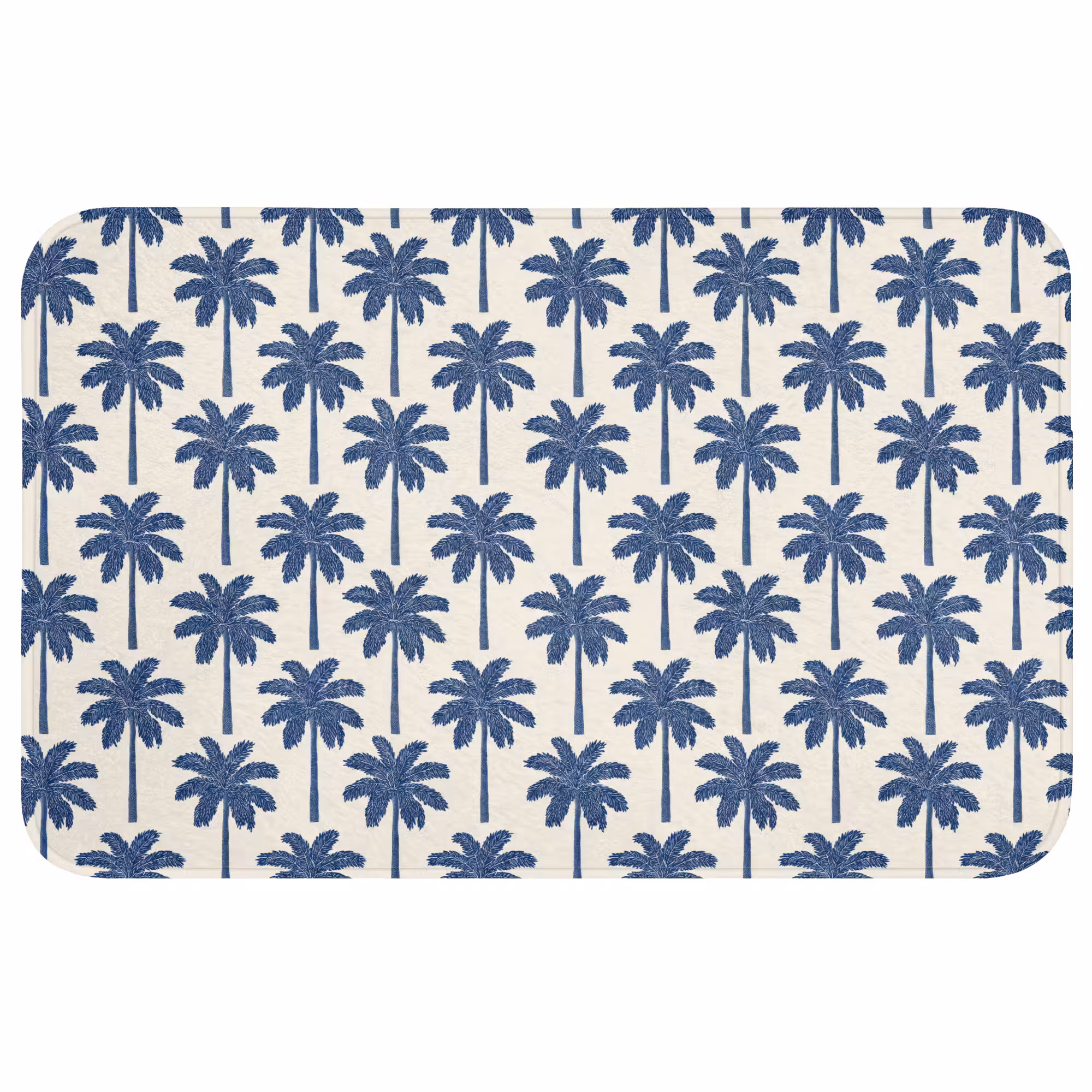 Badmat - Symmetrisch - Palm - Blauw