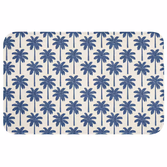 Badmat - Symmetrisch - Palm - Blauw