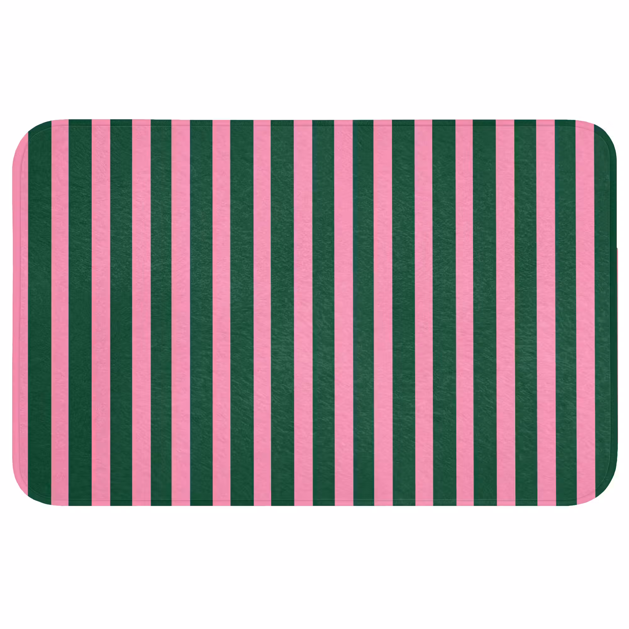 Badmat - Verticale strepen - Groen - Roze
