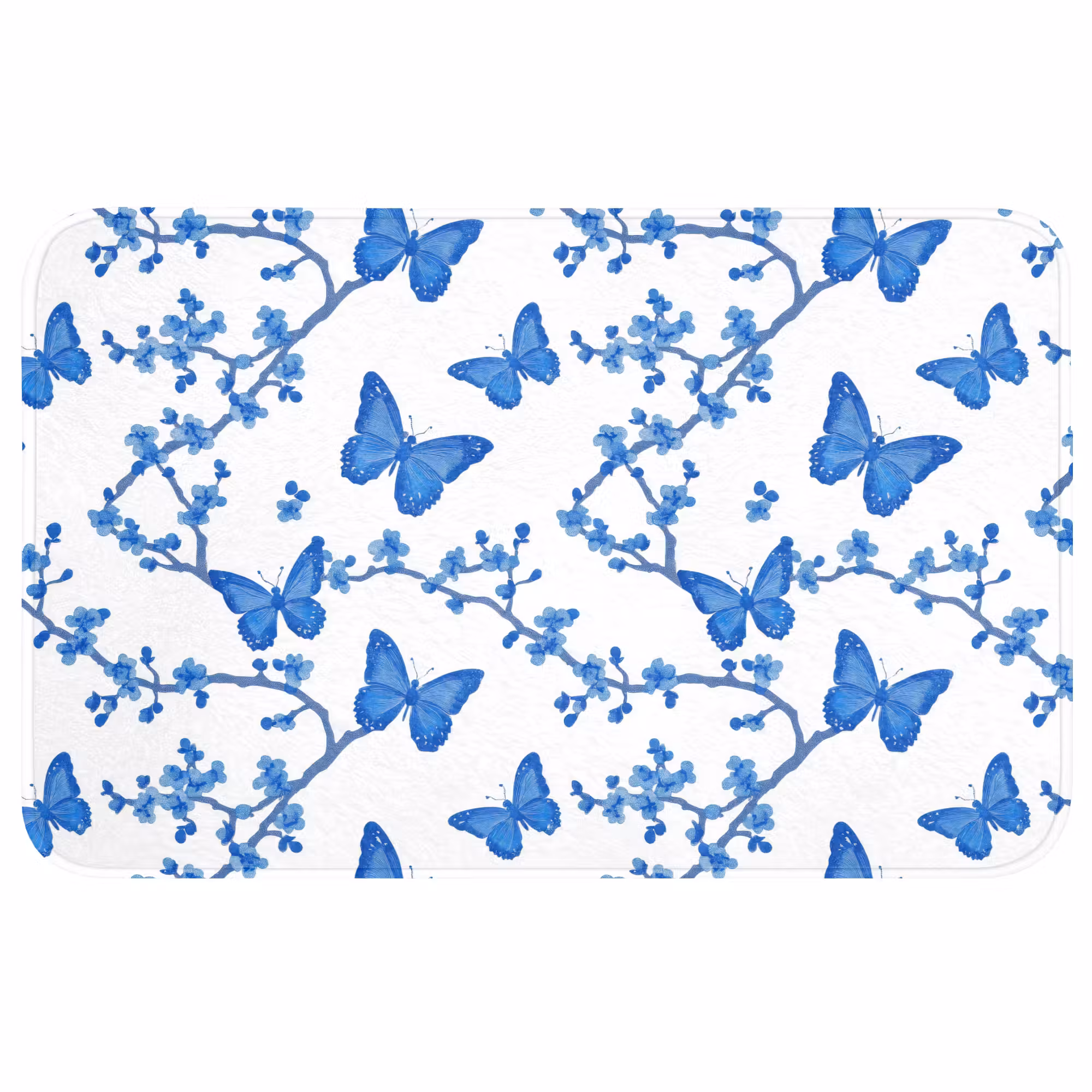 Badmat - Vlinder - Bloemen - Blauw