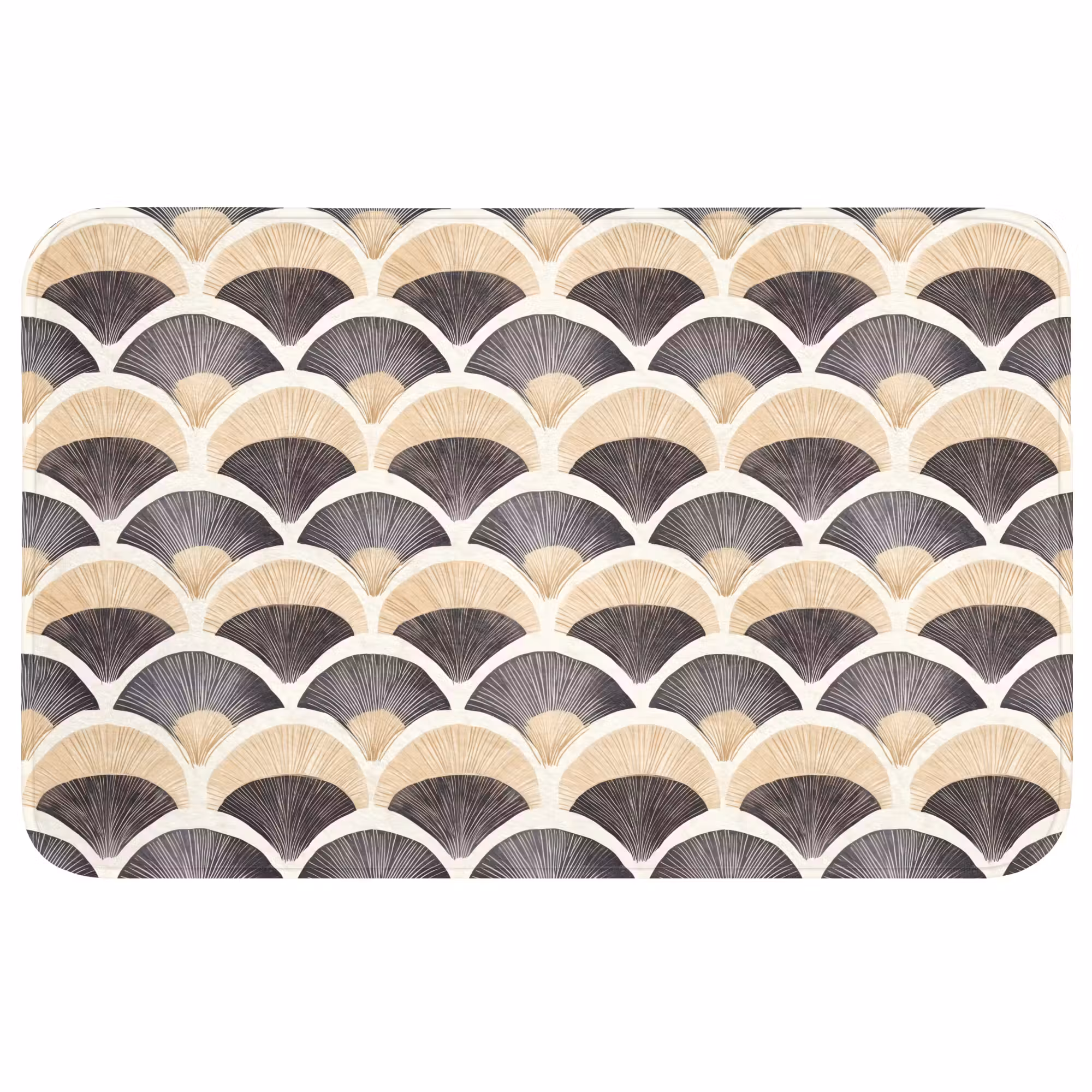 Badmat - Waaier - Patroon - Zwart - Beige