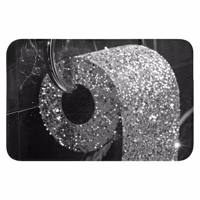 Badmat - WC - Toilet papier - Zwart wit - Glitters