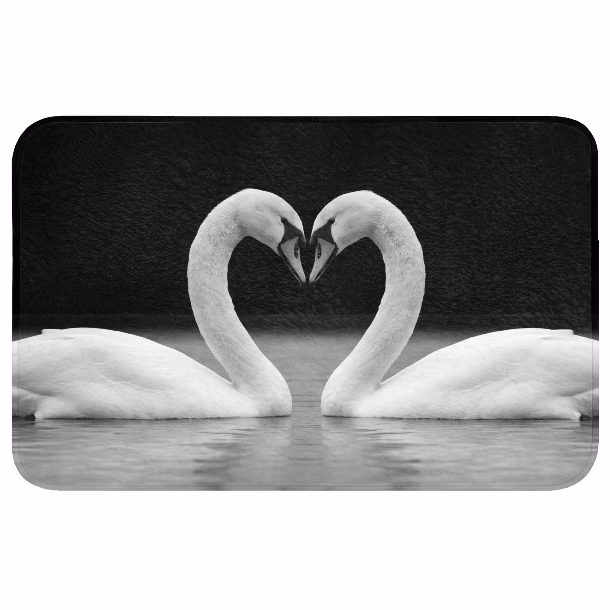 Badmat - Zwanen - Hart - Zwart - Wit