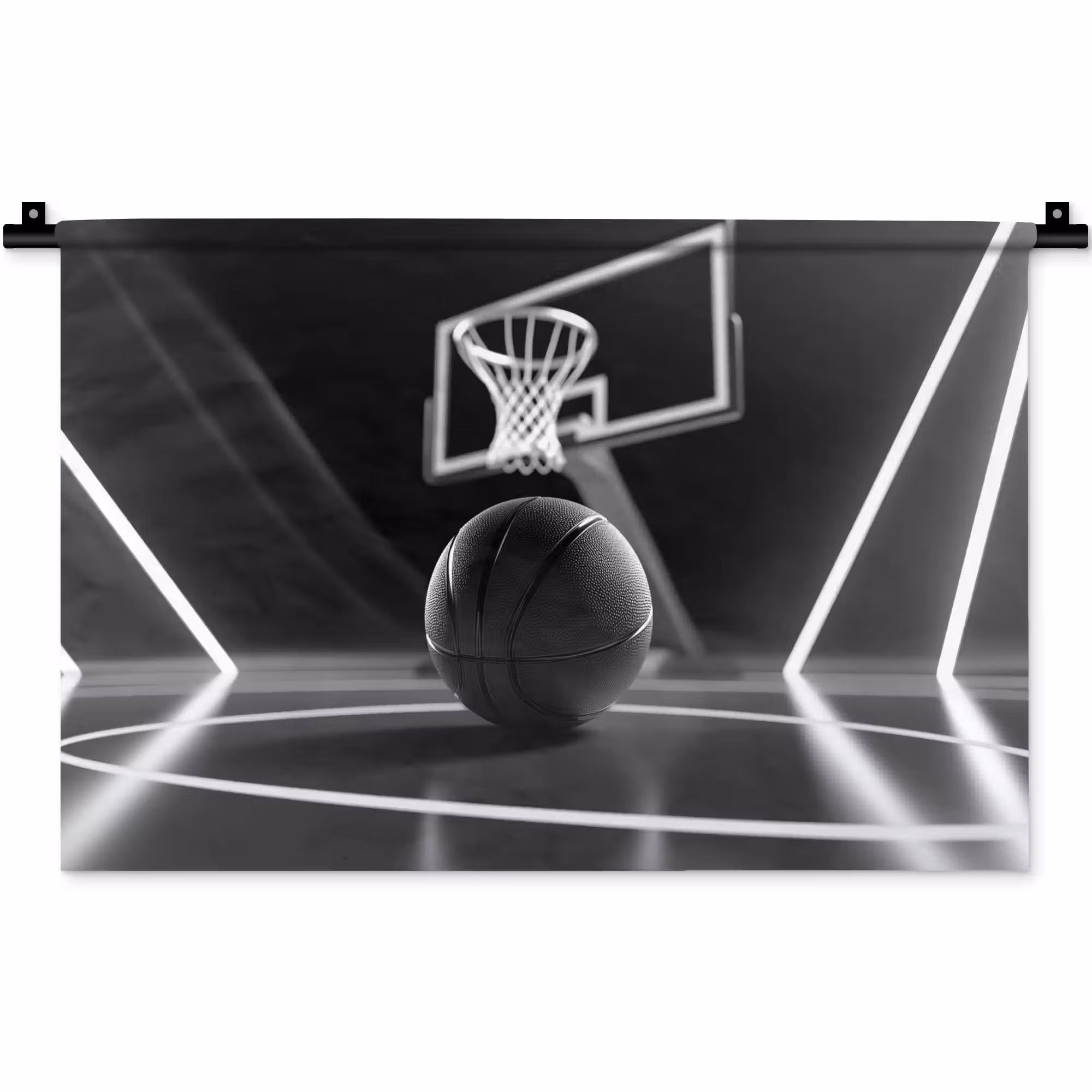 Wandkleed - Basketbal - Basketbalveld - Lichtlijnen
