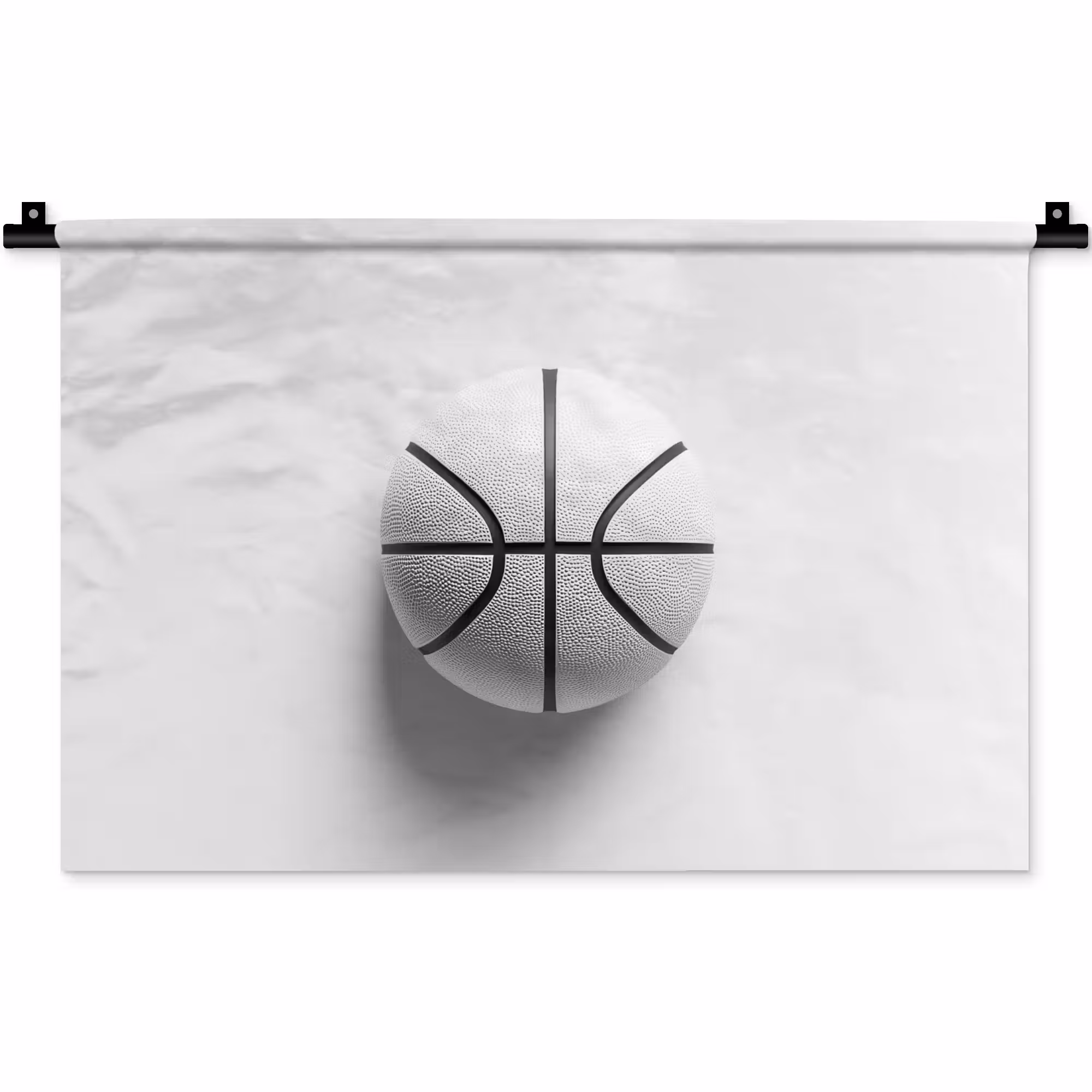 Wandkleed - Basketbal - Wit - Schaduw - Lijnen