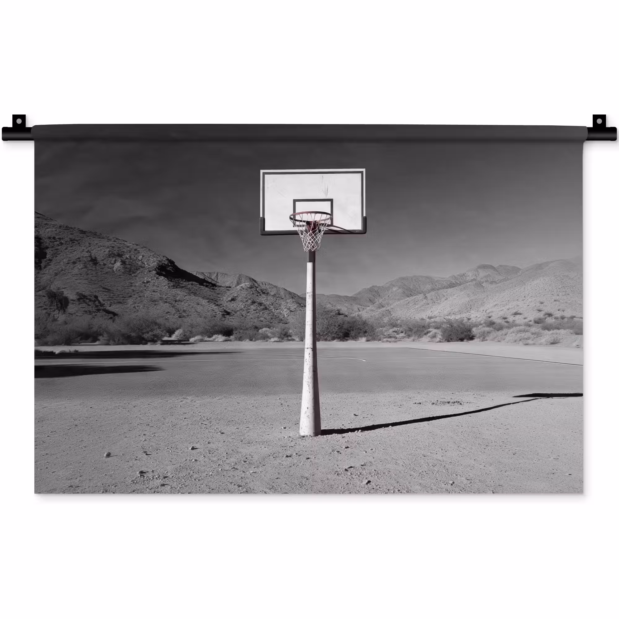 Wandkleed - Basketbalpaal - Landschap - Zand - Wit
