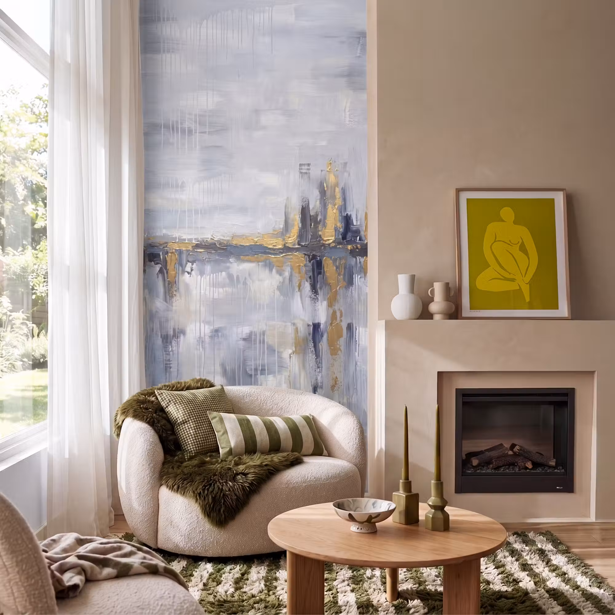 Behang - Abstract - Structuur - Goud - Grijs - Modern