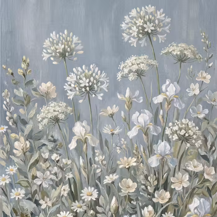 Behang - Bloemen - Botanisch - Blauw