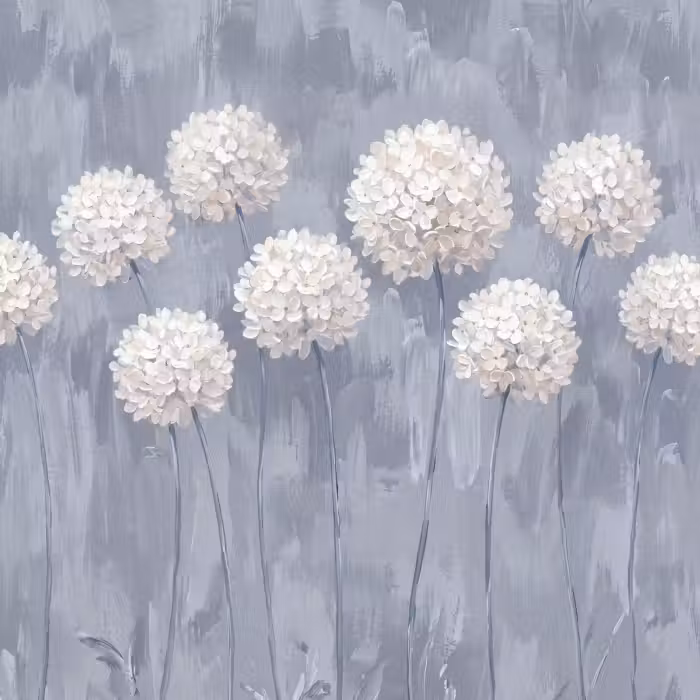 Behang - Bloemen - Illustratie - Blauw