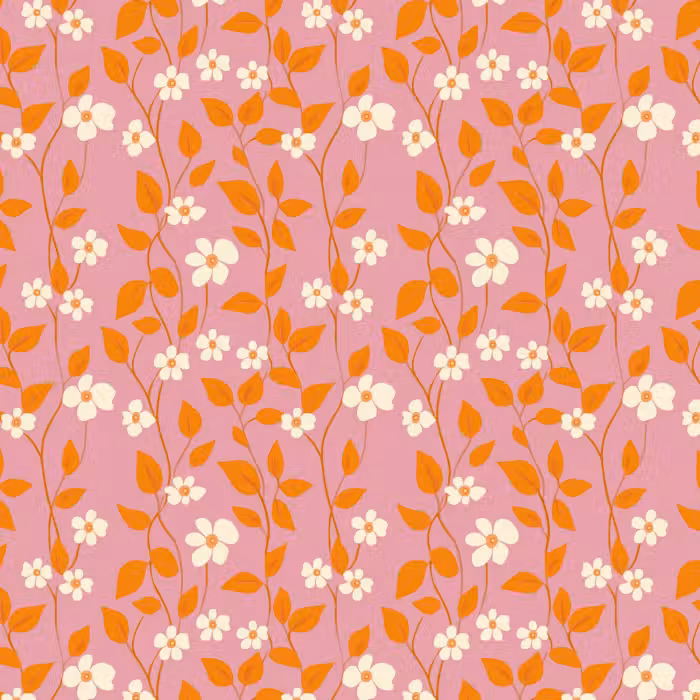 Behang - Bloemen - Patroon - Oranje