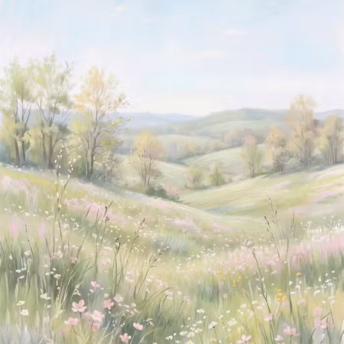 Behang - Bloemen veld - Bloemen - Groen