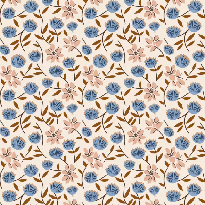 Behang - Bloemen - Wild - Blauw