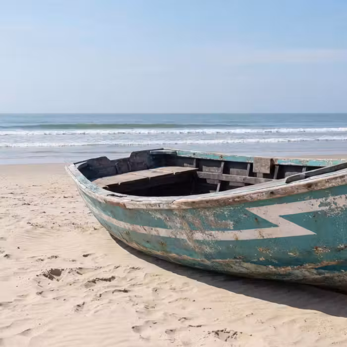 Behang - Boot - Zandstrand - Zee