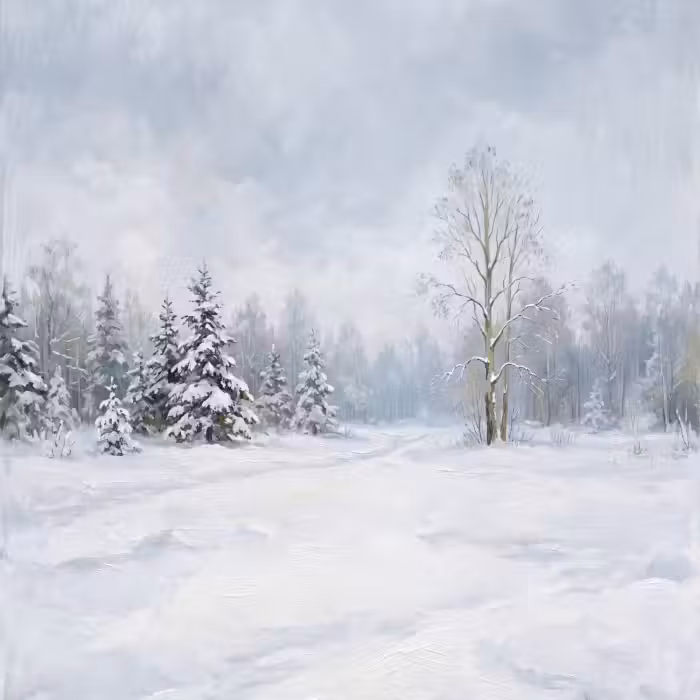 Behang - Bospad - Dennen - Sneeuw - Winter - Rustgevend